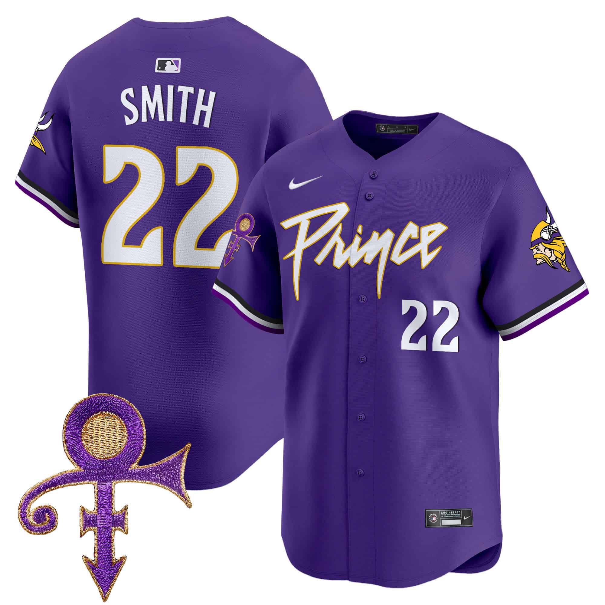 Men Minnesota Vikings #22 Smith Purple 2024 Nike Prince Patch Vapor Premier Limited NFL Jersey